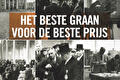 Historische foto's van de graanbeurs met de tekst: het beste graan voor de beste prijs